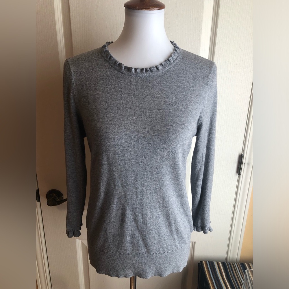 Kate Spade Ruffle-Edge rib hem cashmere blend  Sweater